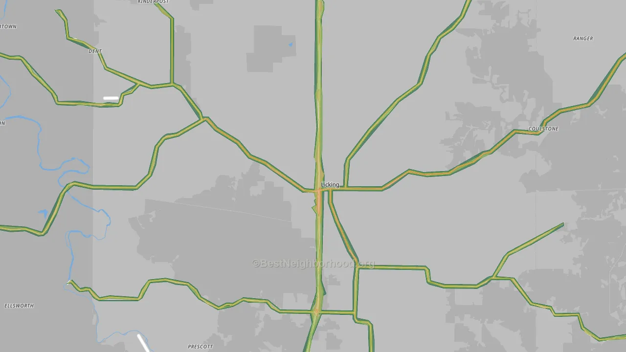 65542, MO Map of Noise Levels in 65542
