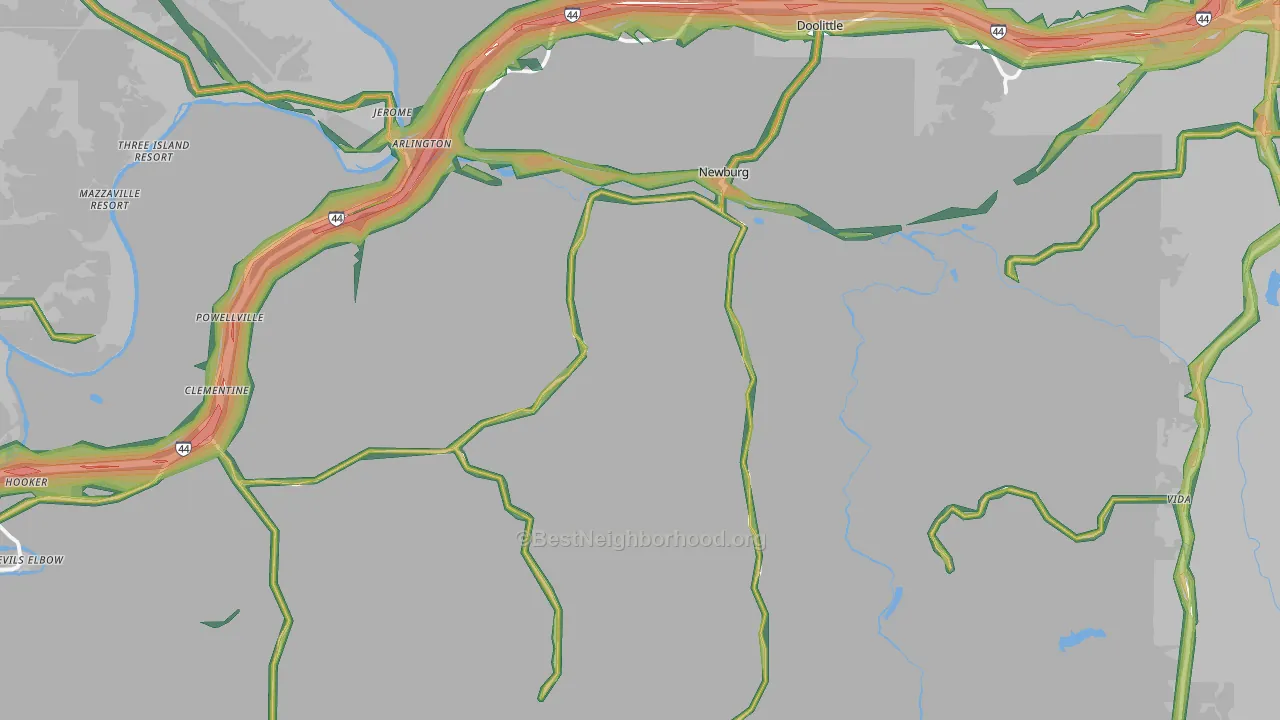 65550, MO Map of Noise Levels in 65550