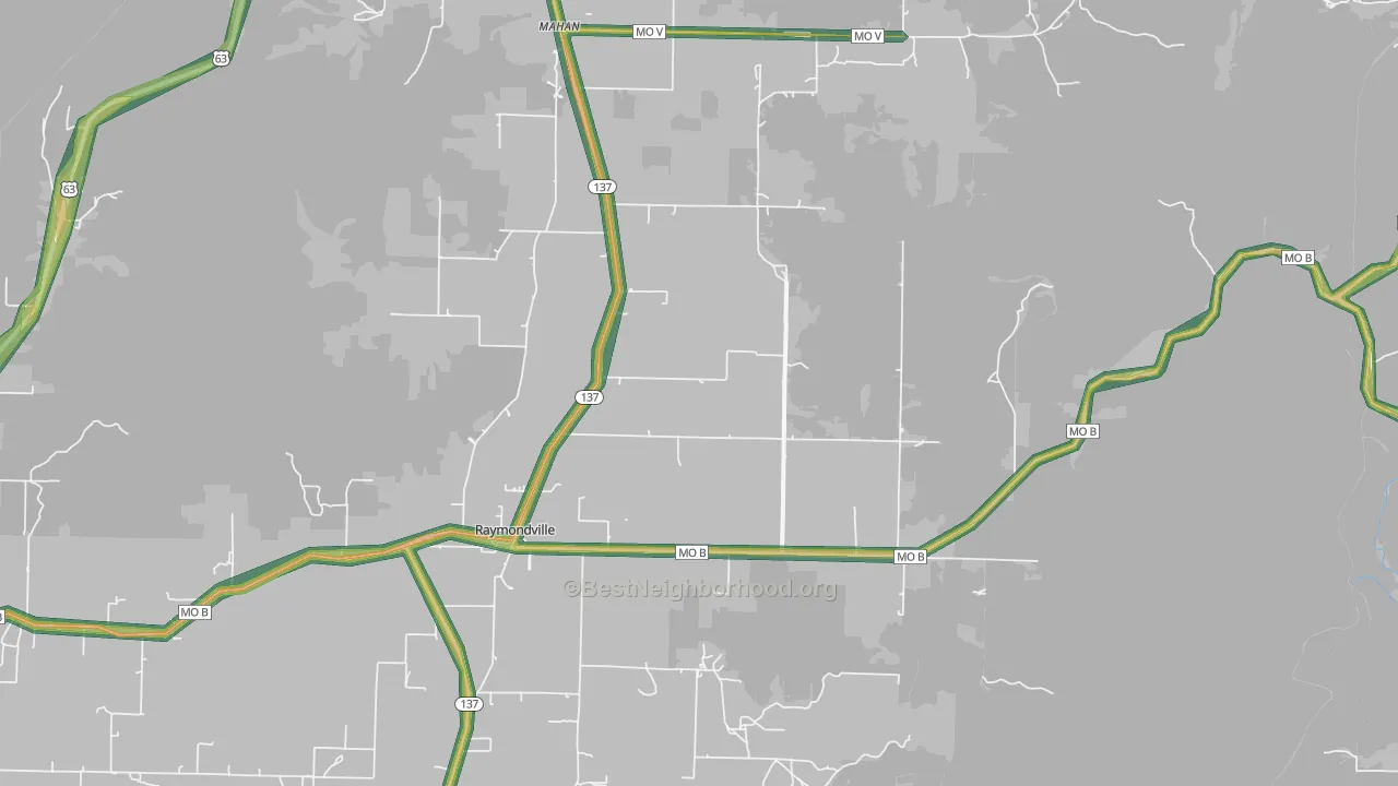 65555, MO Map of Noise Levels in 65555
