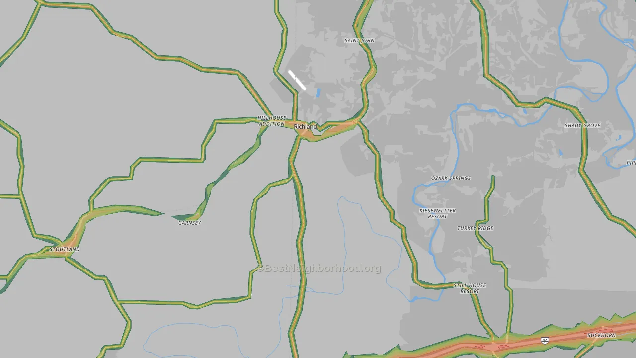 65556, MO Map of Noise Levels in 65556