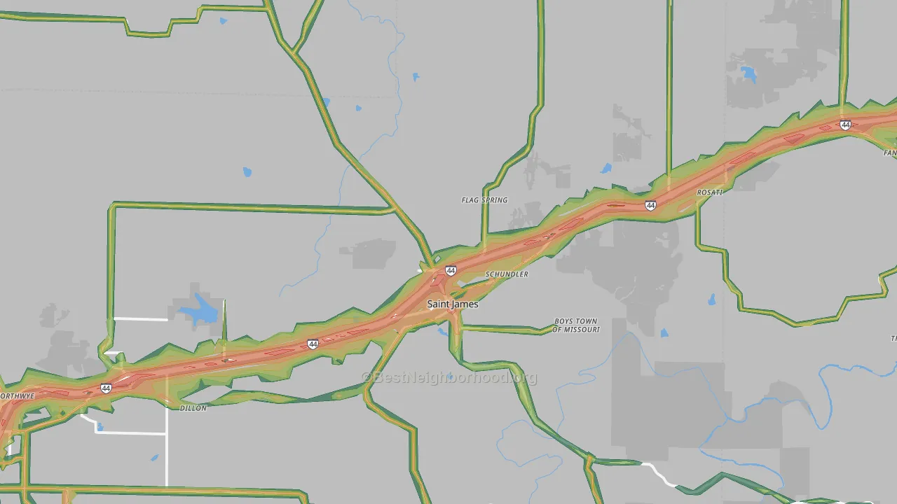 65559, MO Map of Noise Levels in 65559