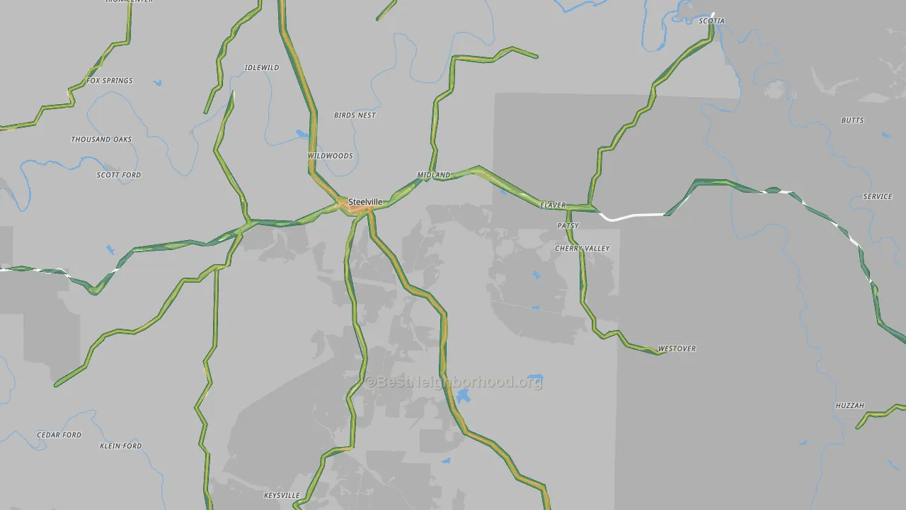 65565, MO Map of Noise Levels in 65565