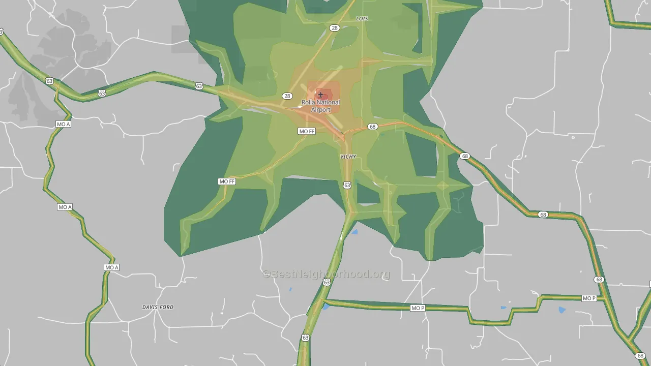 65580, MO Map of Noise Levels in 65580