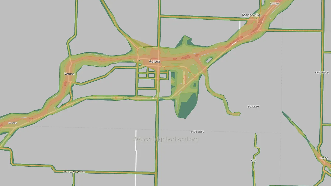 65605, MO Map of Noise Levels in 65605