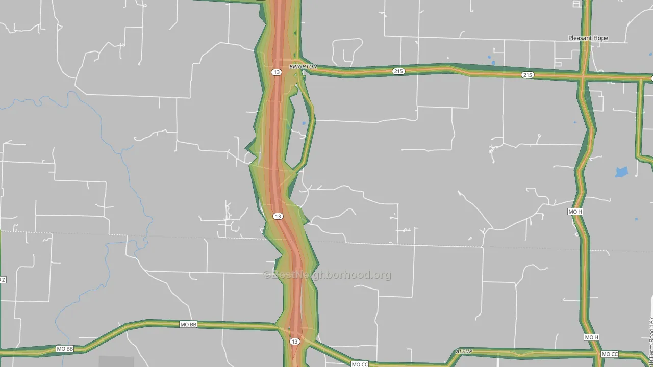 65617, MO Map of Noise Levels in 65617