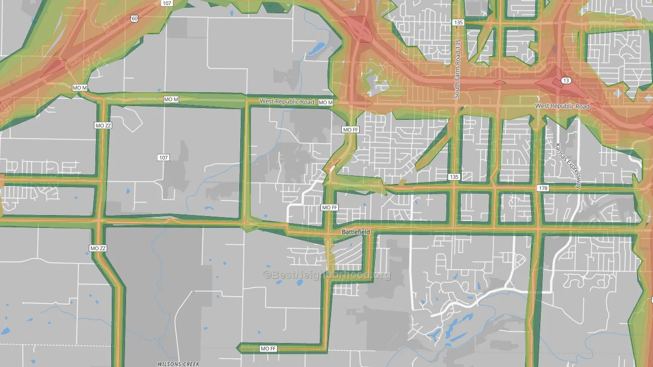 65619, MO Map of Noise Levels in 65619