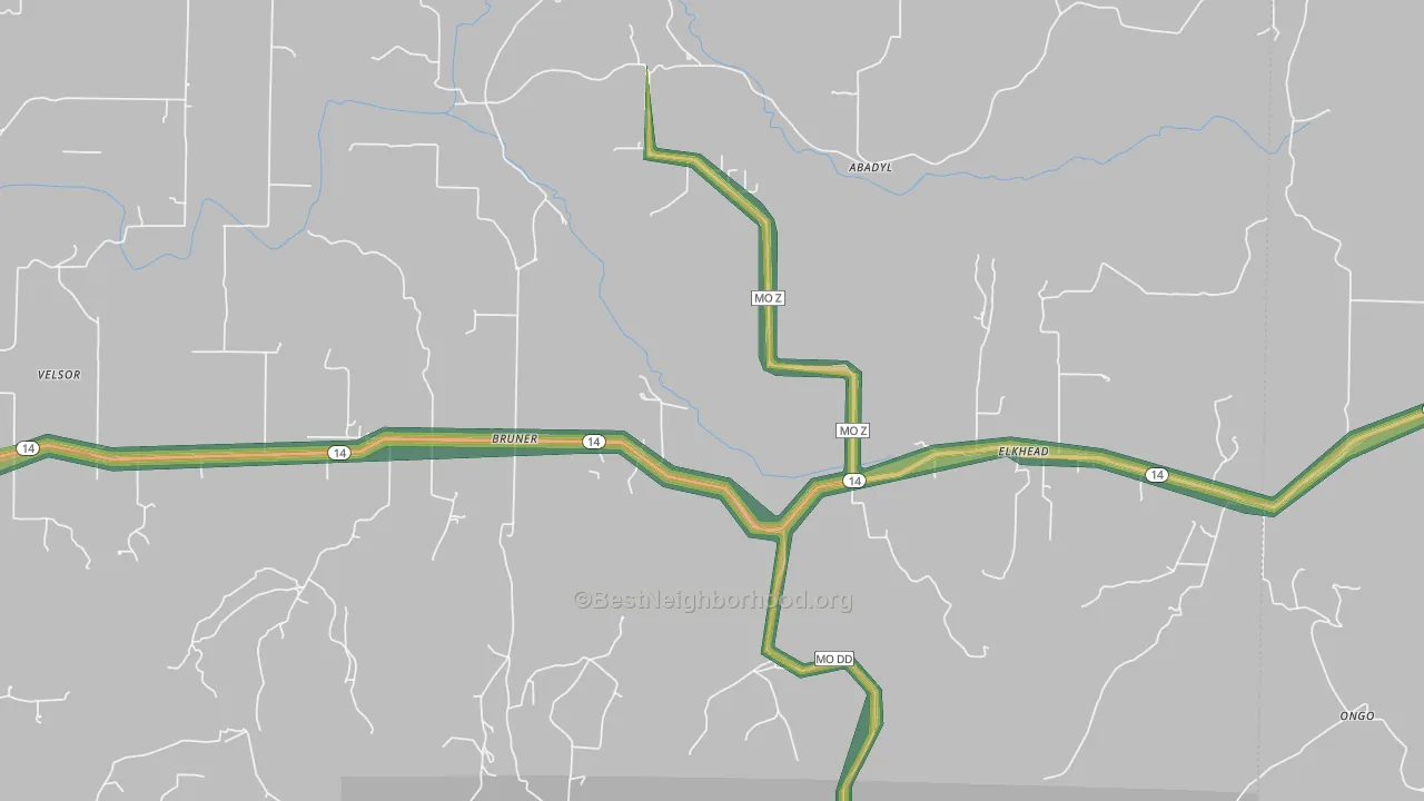 65620, MO Map of Noise Levels in 65620
