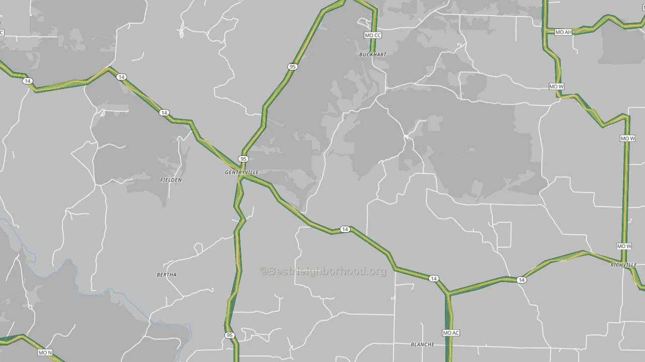 65638, MO Map of Noise Levels in 65638