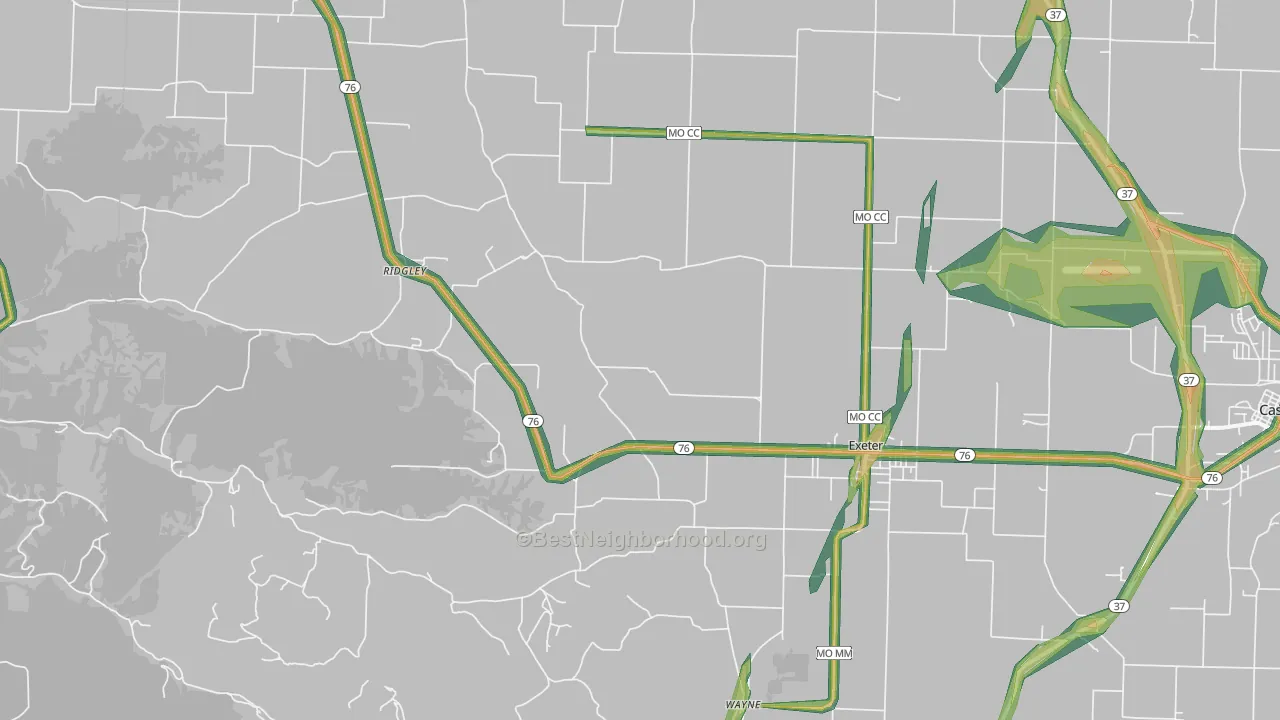 65647, MO Map of Noise Levels in 65647
