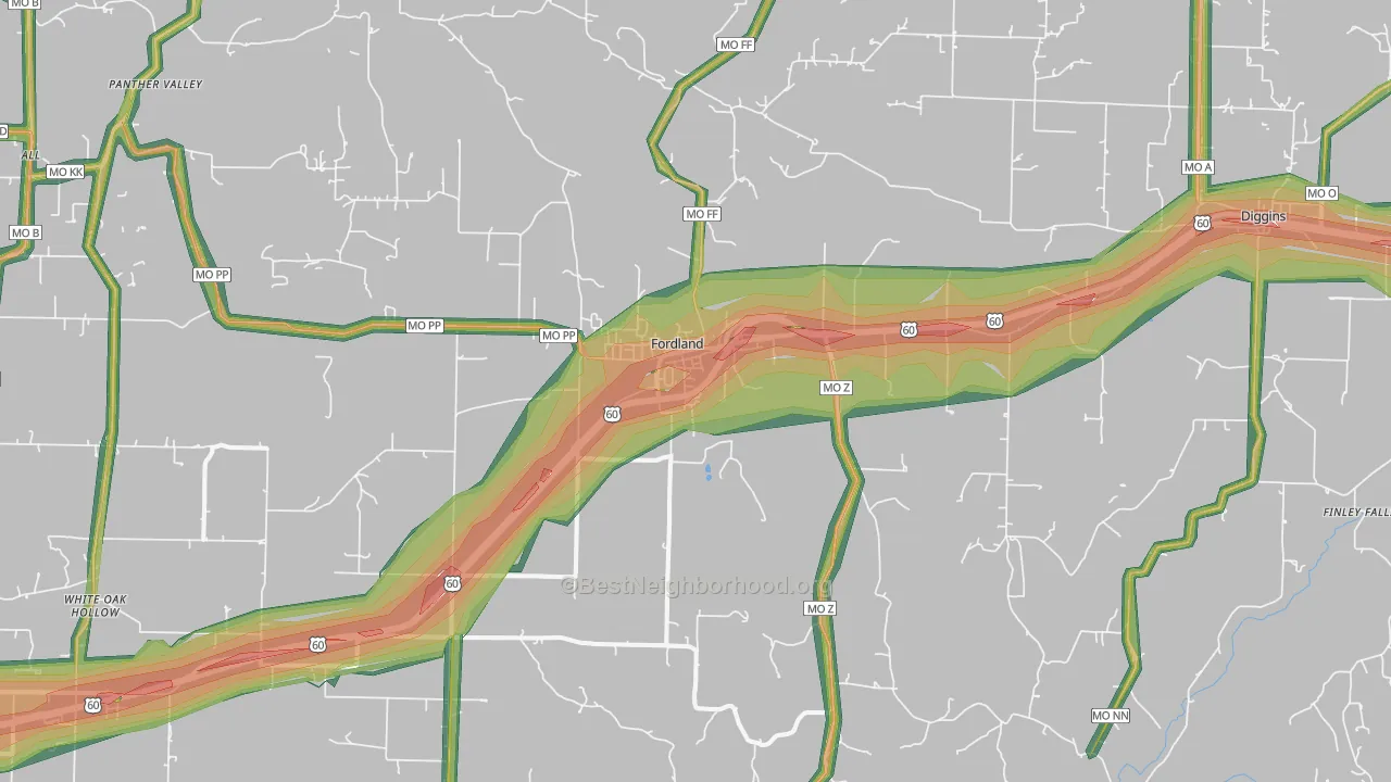 65652, MO Map of Noise Levels in 65652