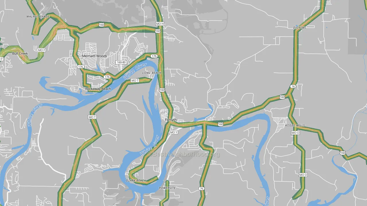 65653, MO Map of Noise Levels in 65653