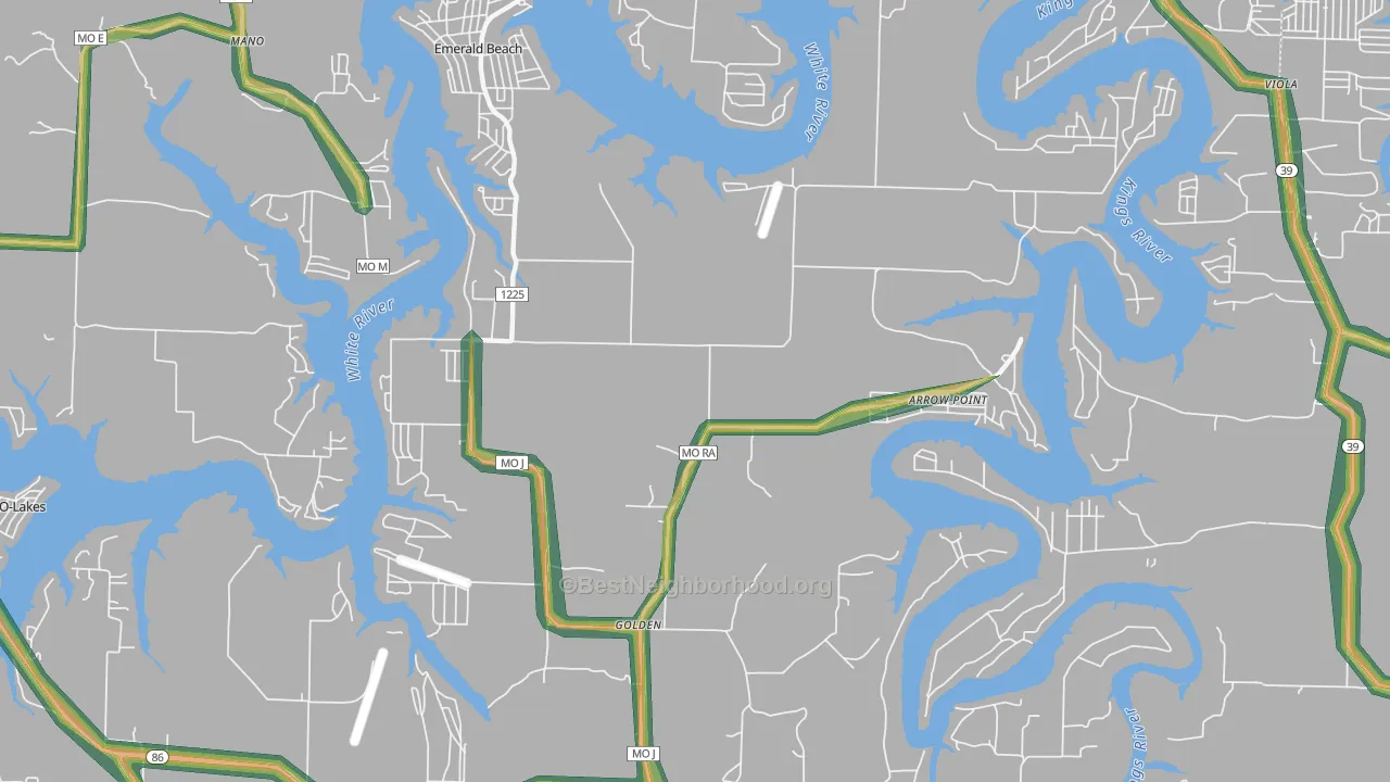 65658, MO Map of Noise Levels in 65658