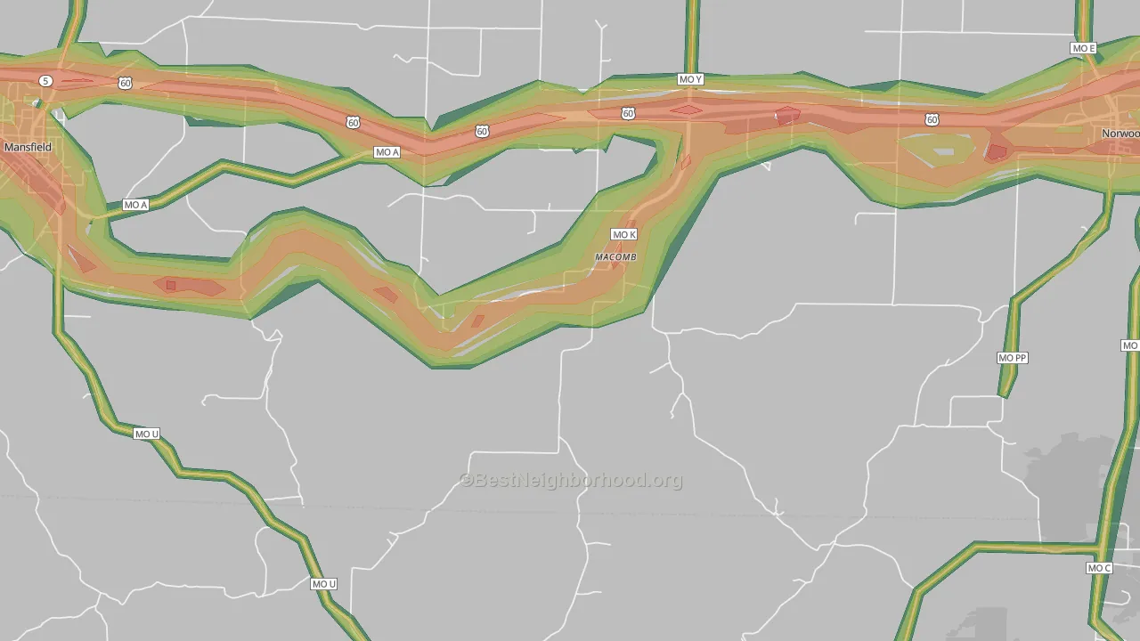 65702, MO Map of Noise Levels in 65702