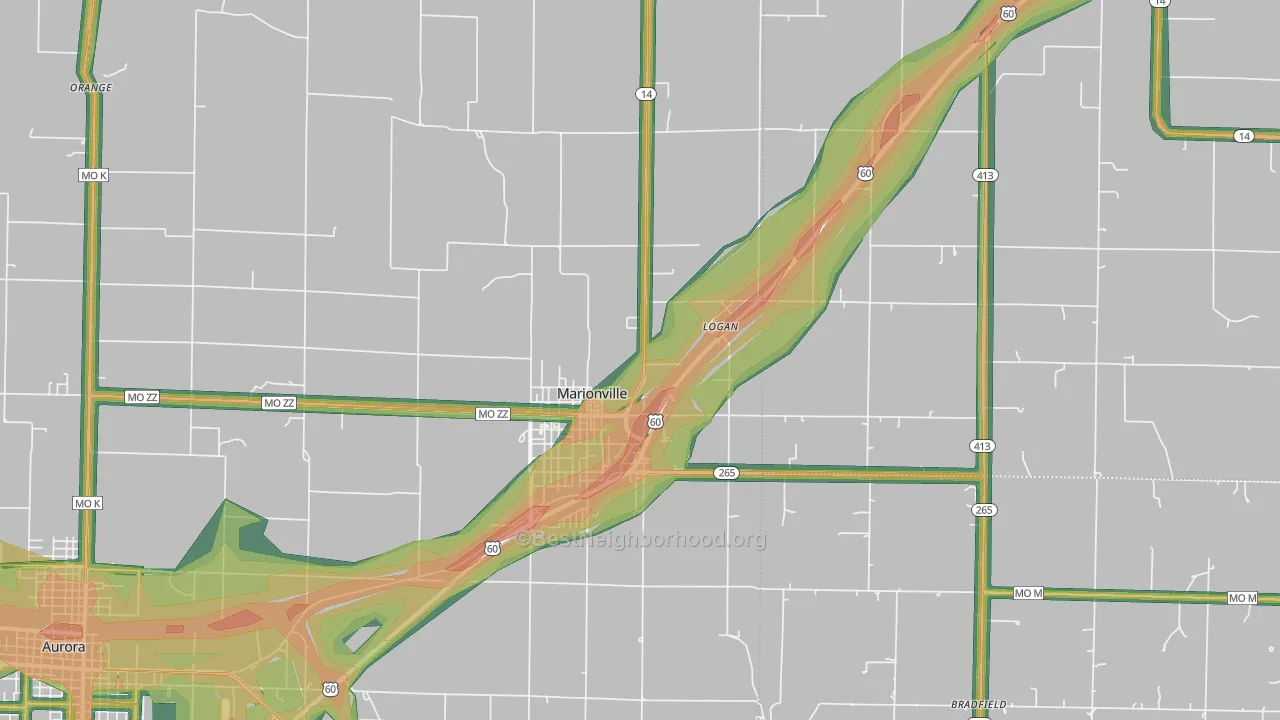 65705, MO Map of Noise Levels in 65705