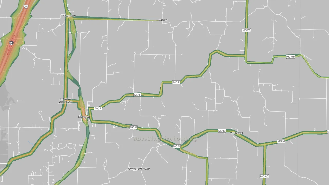 65713, MO Map of Noise Levels in 65713