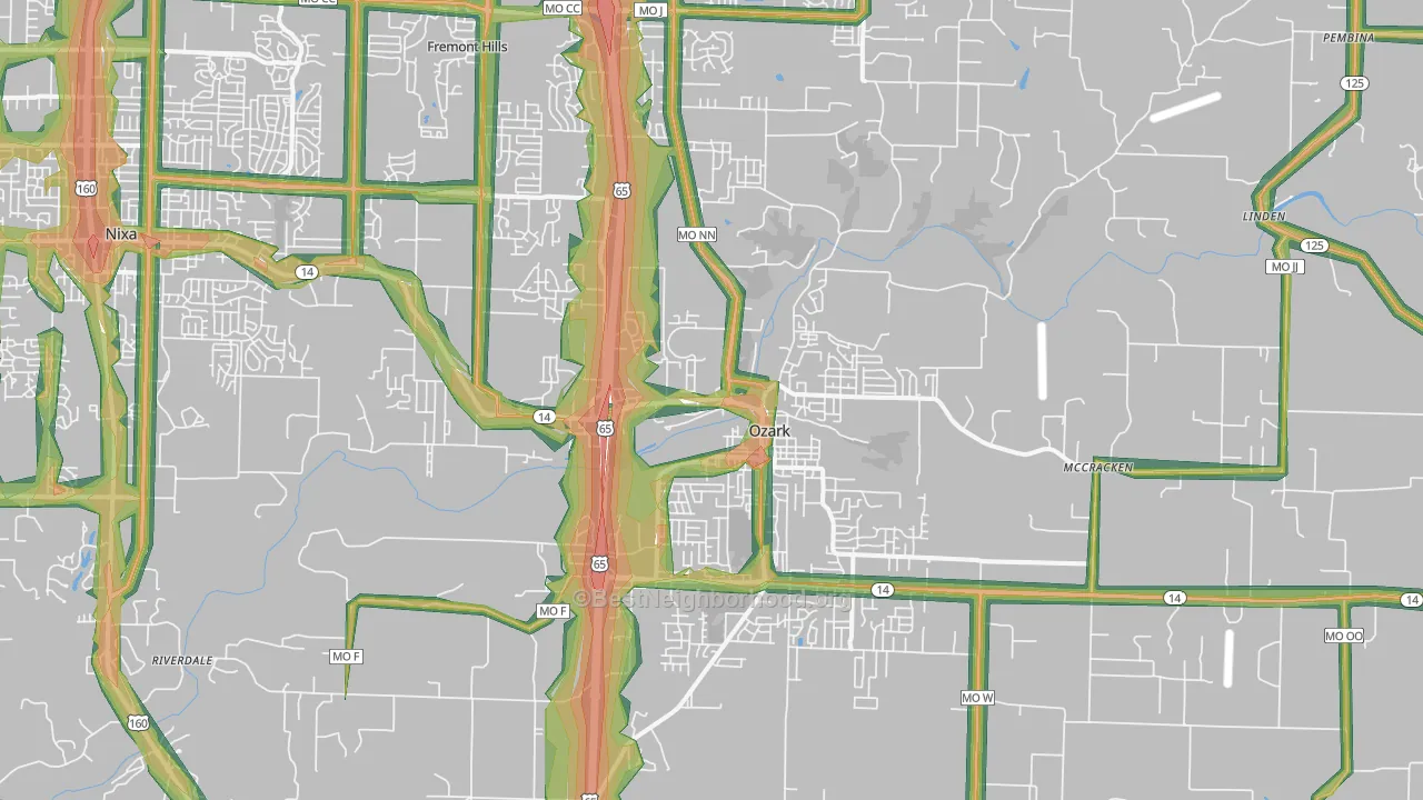 65721, MO Map of Noise Levels in 65721