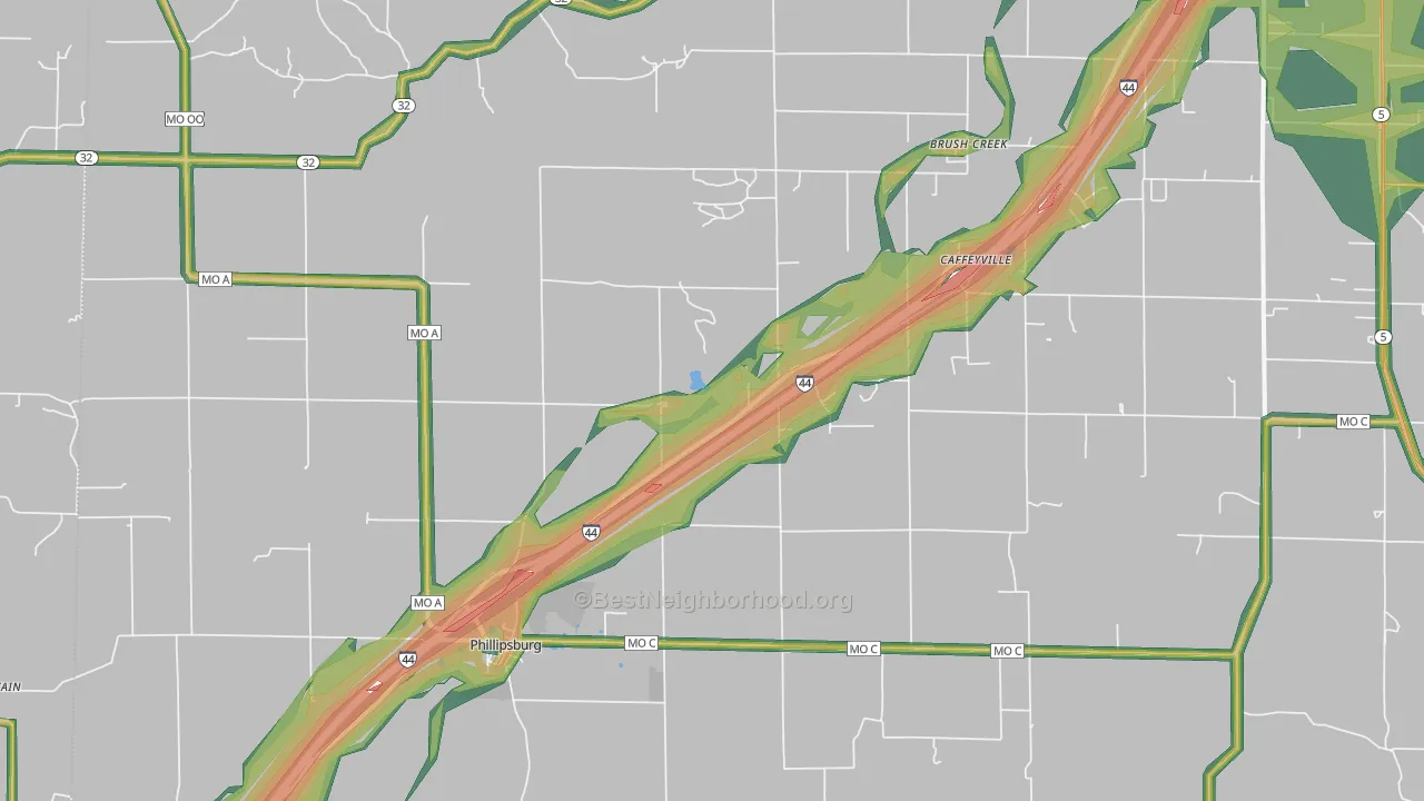 65722, MO Map of Noise Levels in 65722