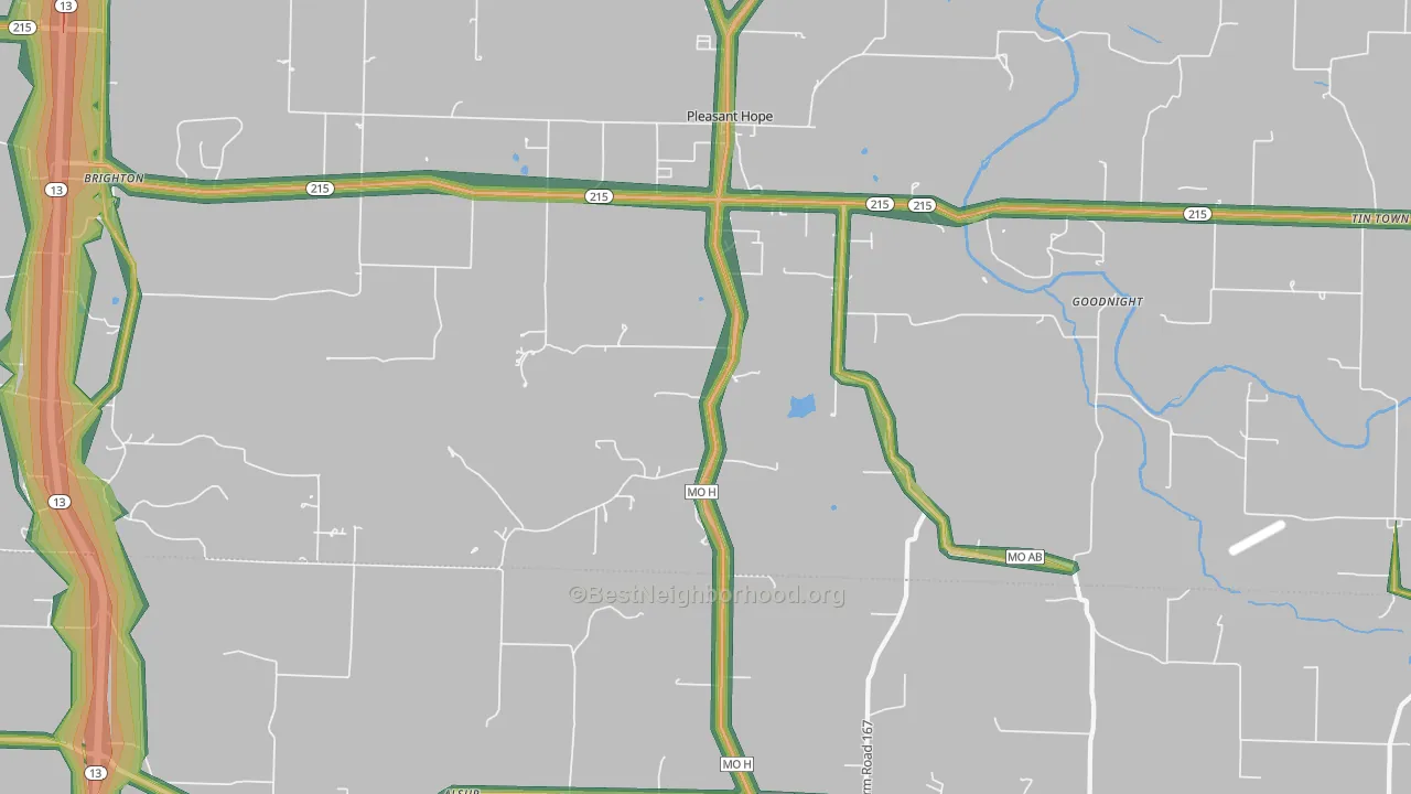 65725, MO Map of Noise Levels in 65725