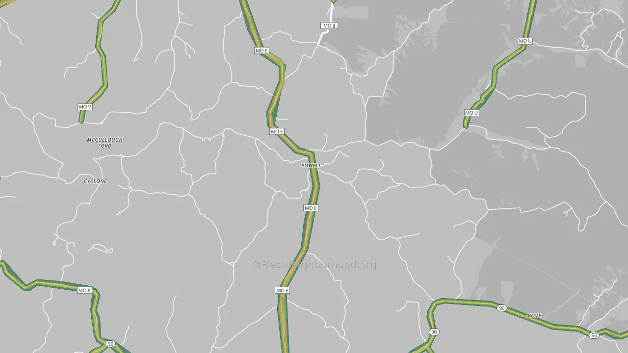 65730, MO Map of Noise Levels in 65730