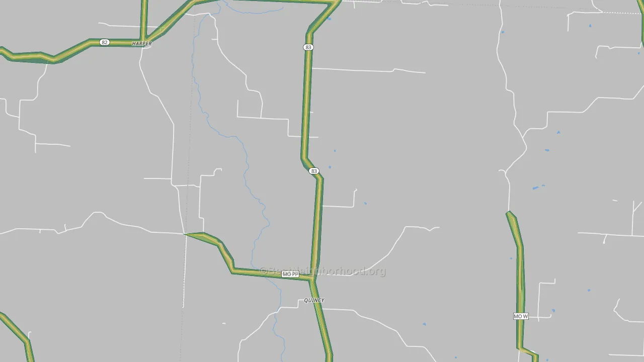 65735, MO Map of Noise Levels in 65735