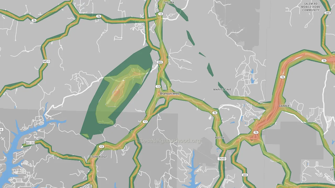 65737, MO Map of Noise Levels in 65737