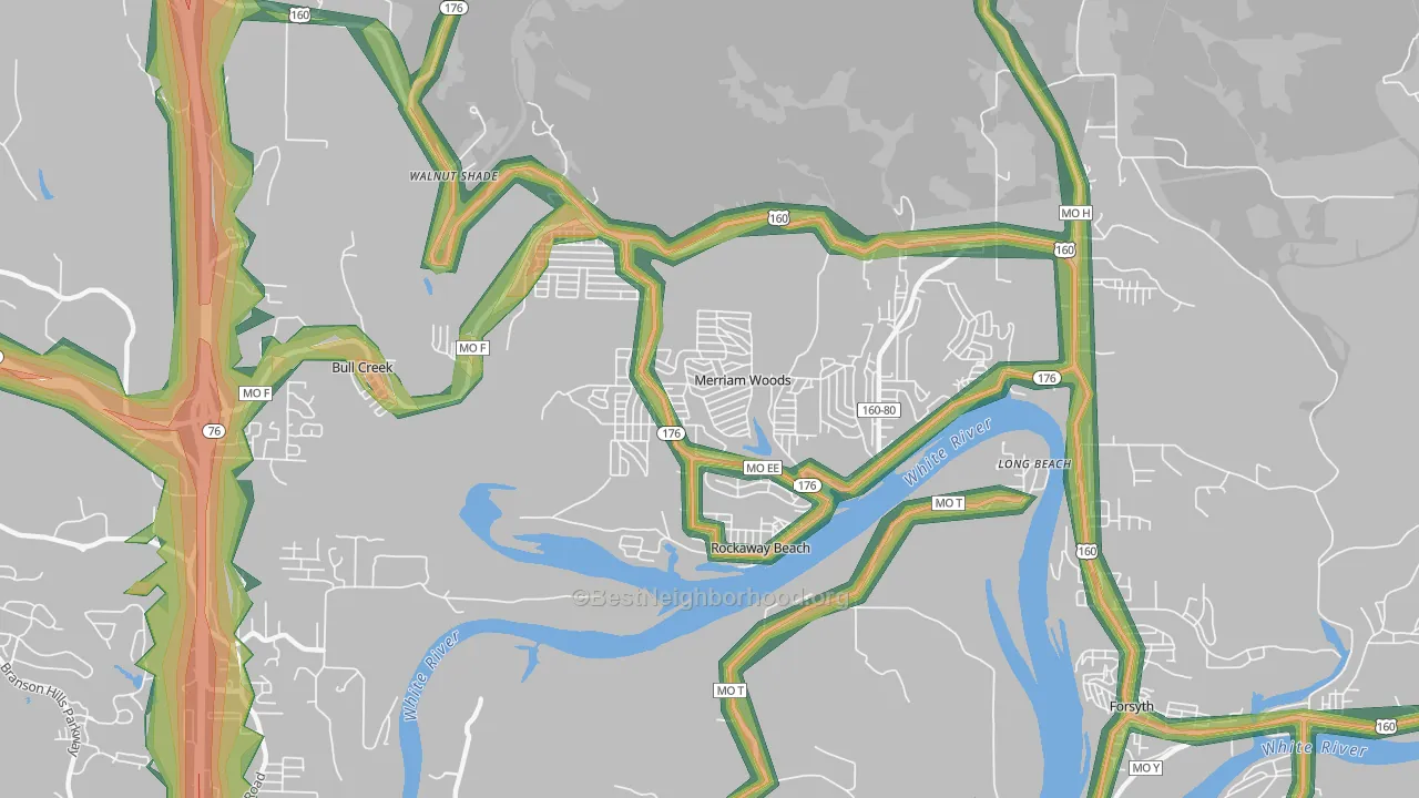 65740, MO Map of Noise Levels in 65740