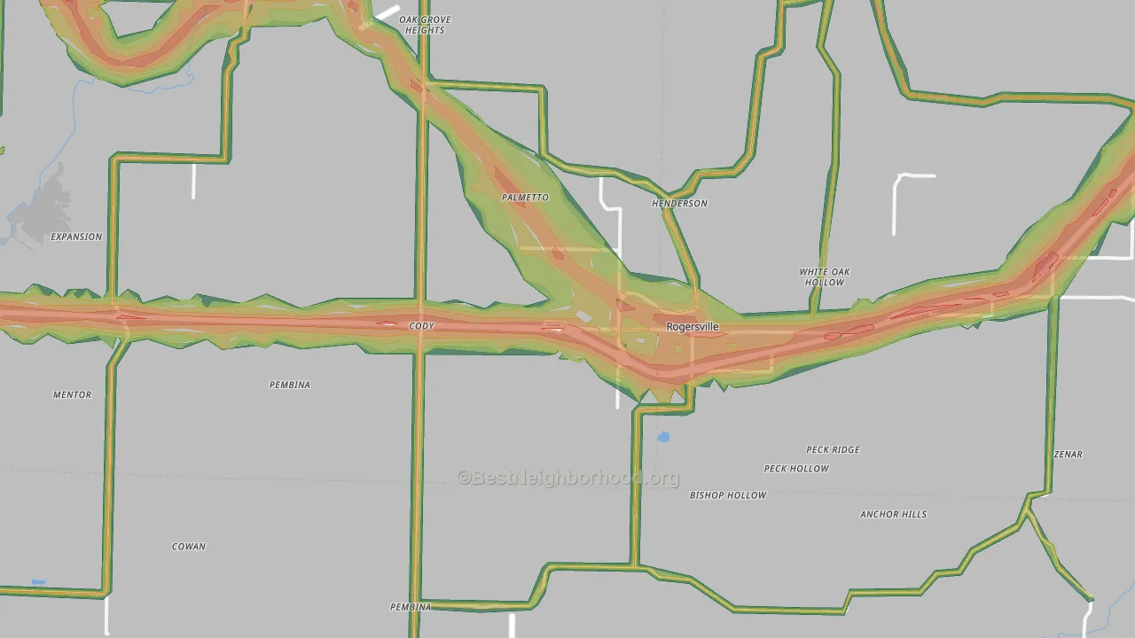 65742, MO Map of Noise Levels in 65742