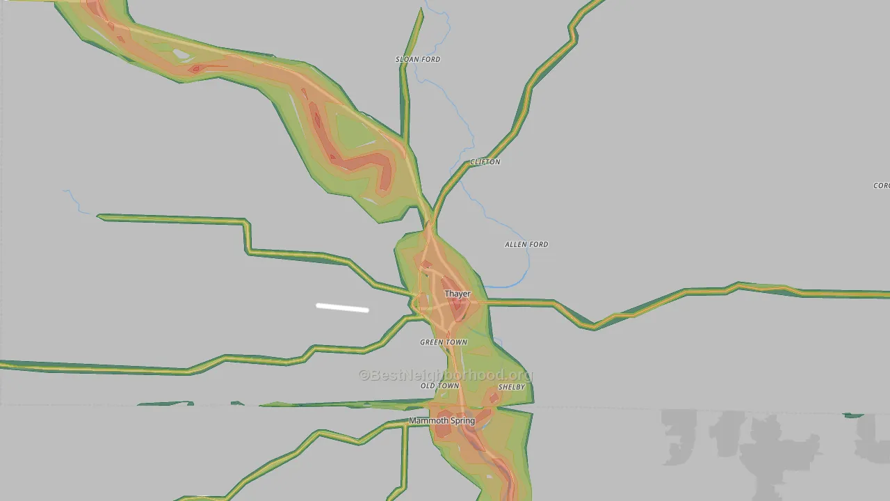 65791, MO Map of Noise Levels in 65791