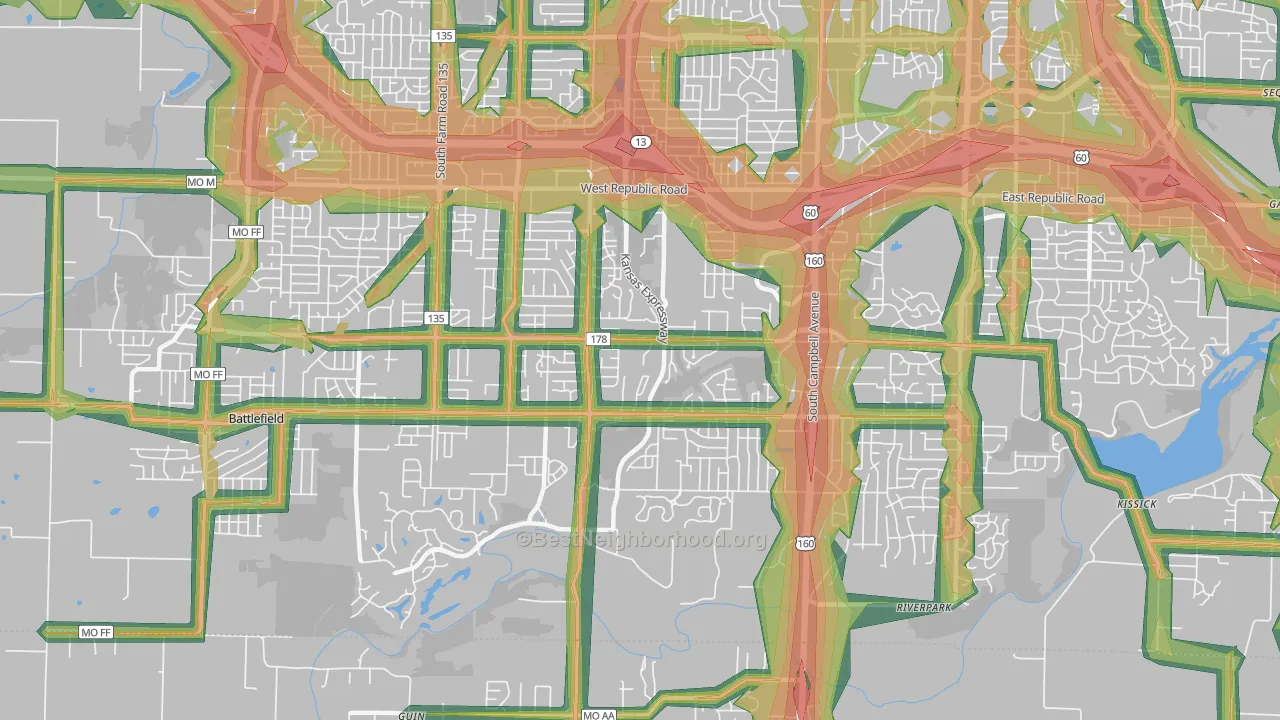 65810, MO Map of Noise Levels in 65810