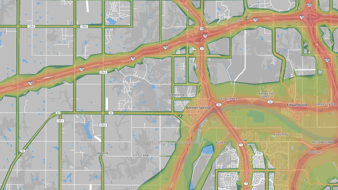 66012, KS Map of Noise Levels in 66012