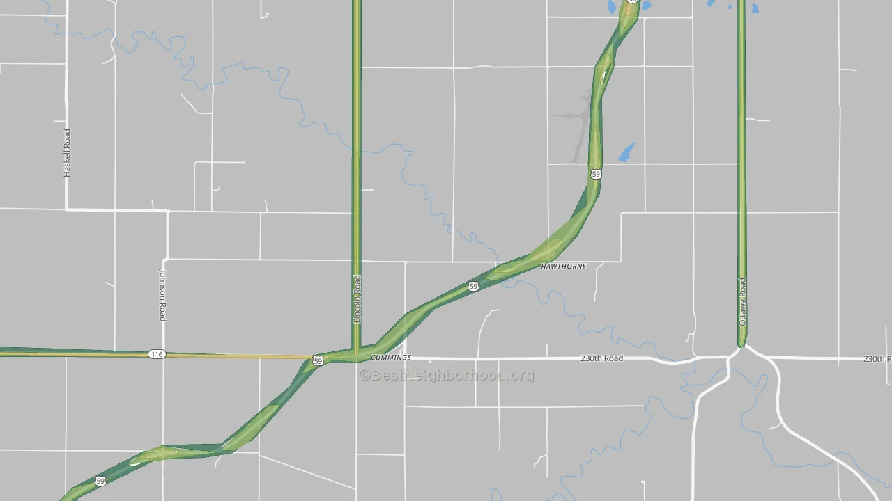 66016, KS Map of Noise Levels in 66016