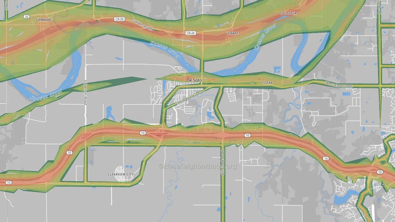 66018, KS Map of Noise Levels in 66018