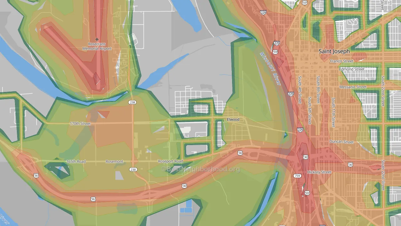 66024, KS Map of Noise Levels in 66024