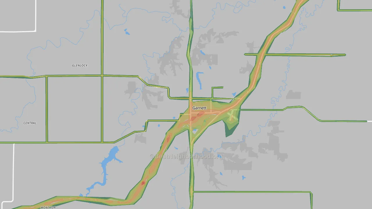 66032, KS Map of Noise Levels in 66032