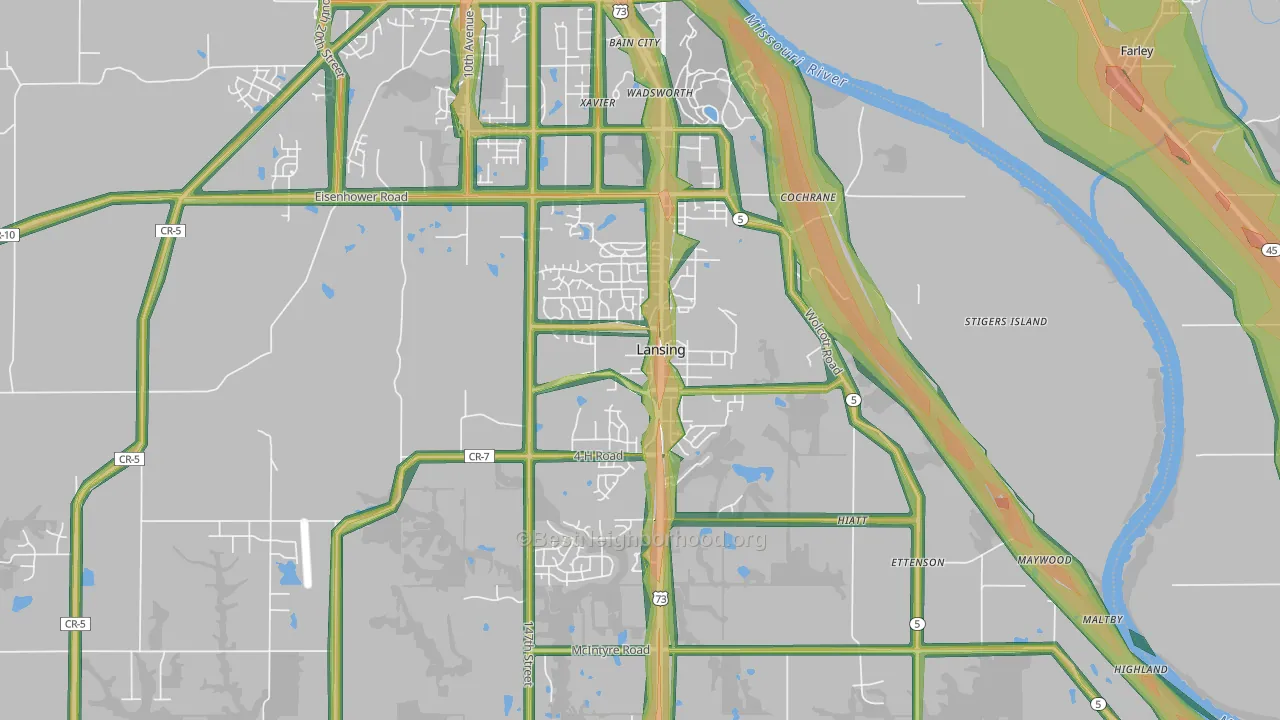 66043, KS Map of Noise Levels in 66043