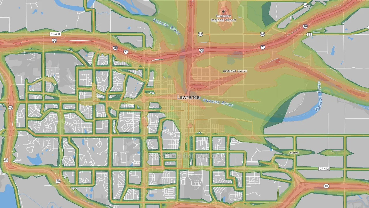 66044, KS Map of Noise Levels in 66044