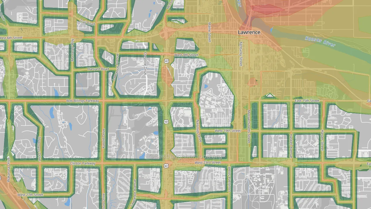 66045, KS Map of Noise Levels in 66045