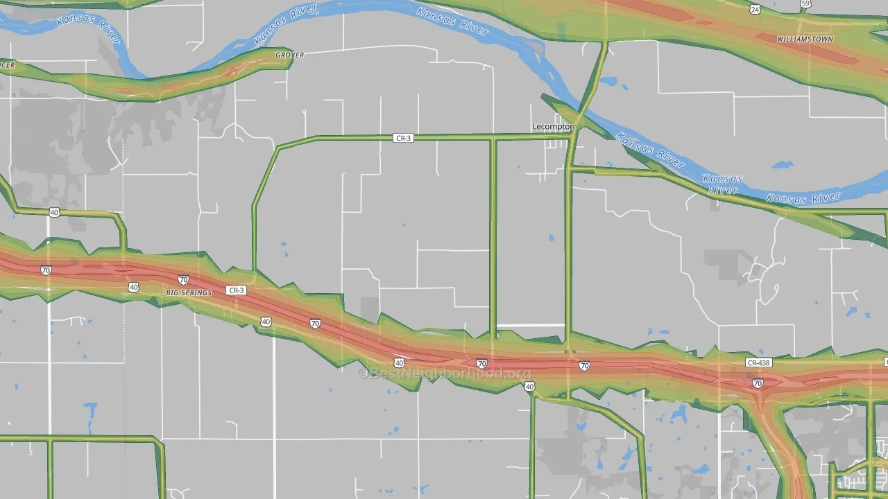 66050, KS Map of Noise Levels in 66050