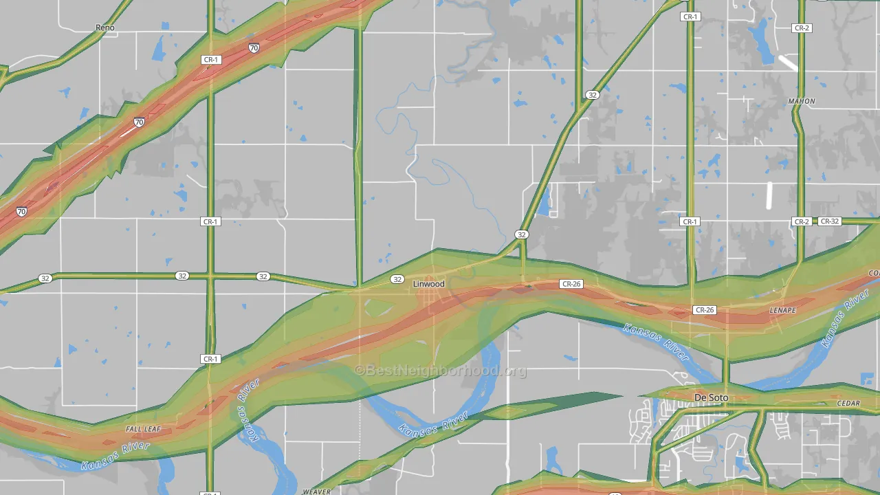 66052, KS Map of Noise Levels in 66052