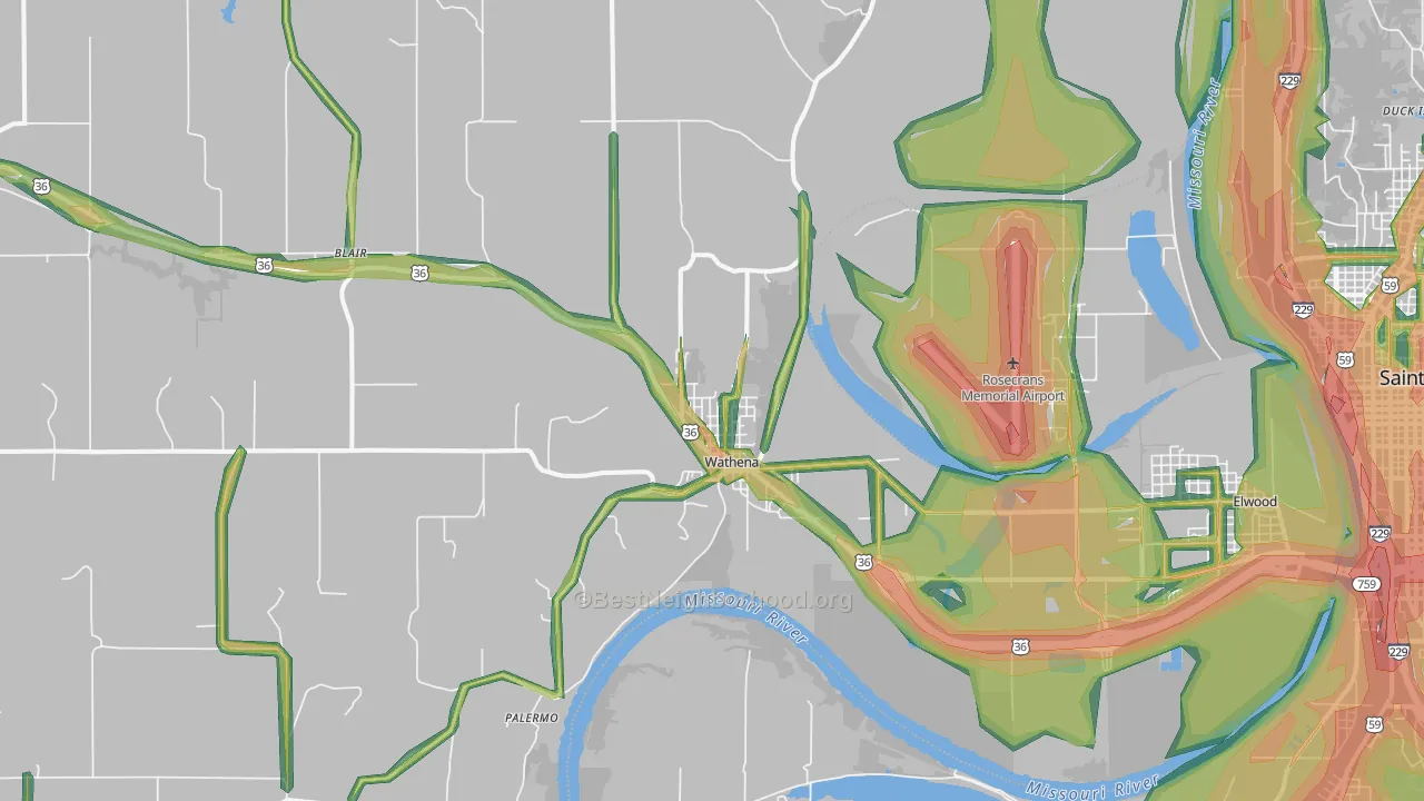 66090, KS Map of Noise Levels in 66090