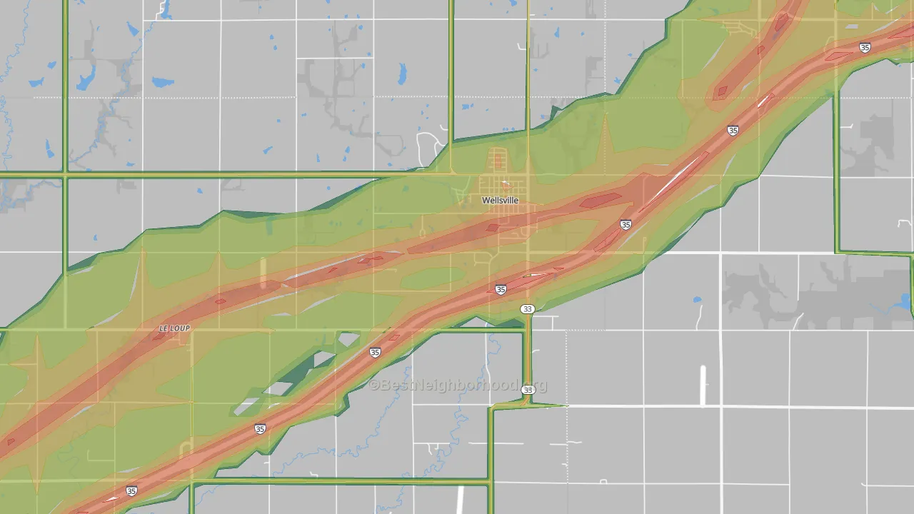 66092, KS Map of Noise Levels in 66092
