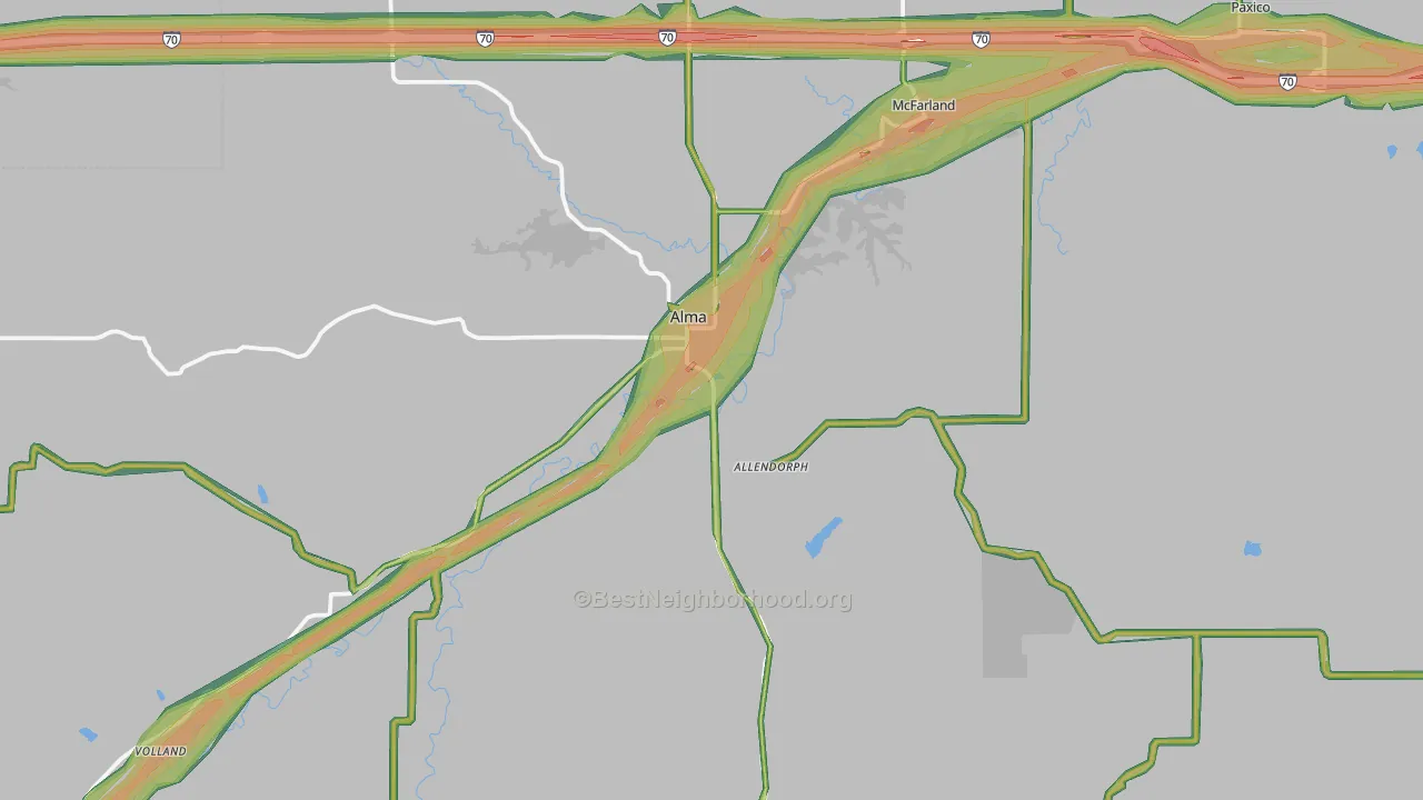 66401, KS Map of Noise Levels in 66401