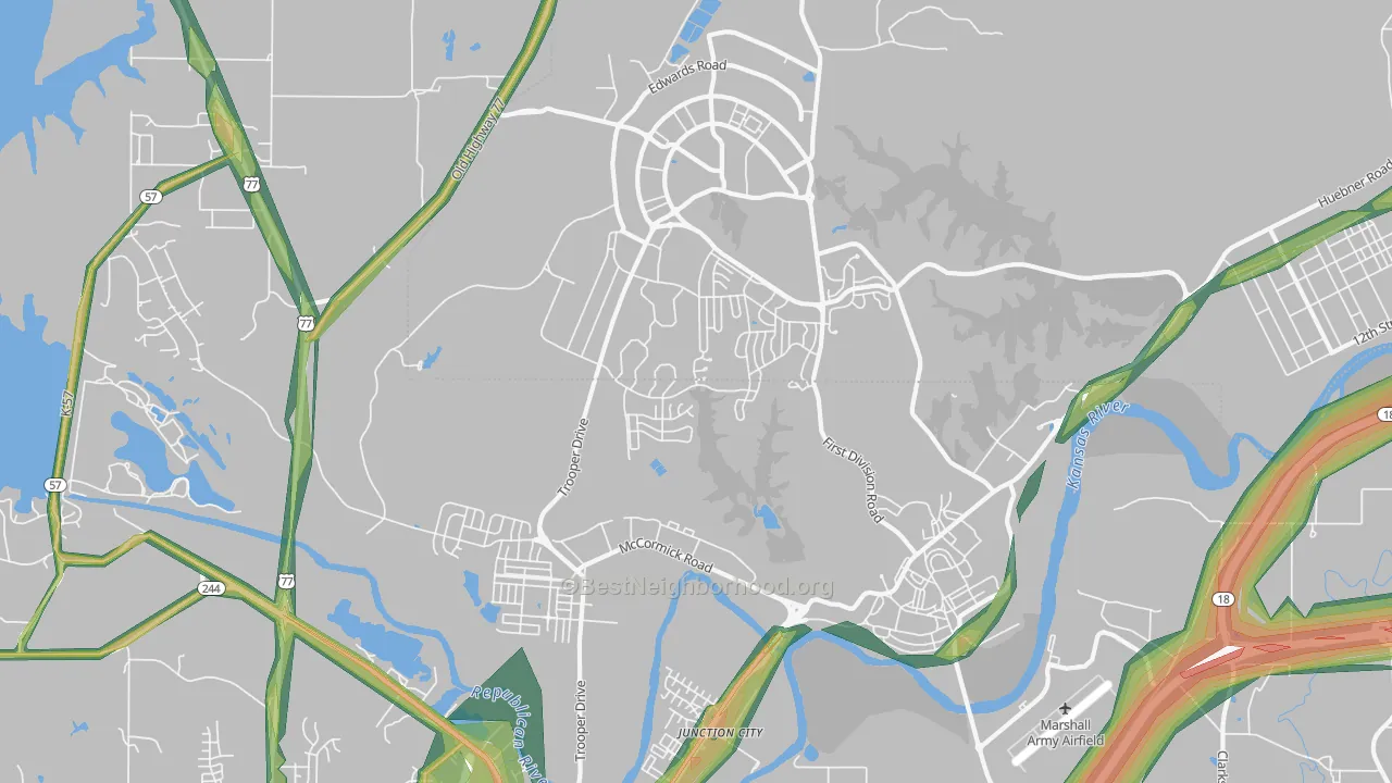66442, KS Map of Noise Levels in 66442