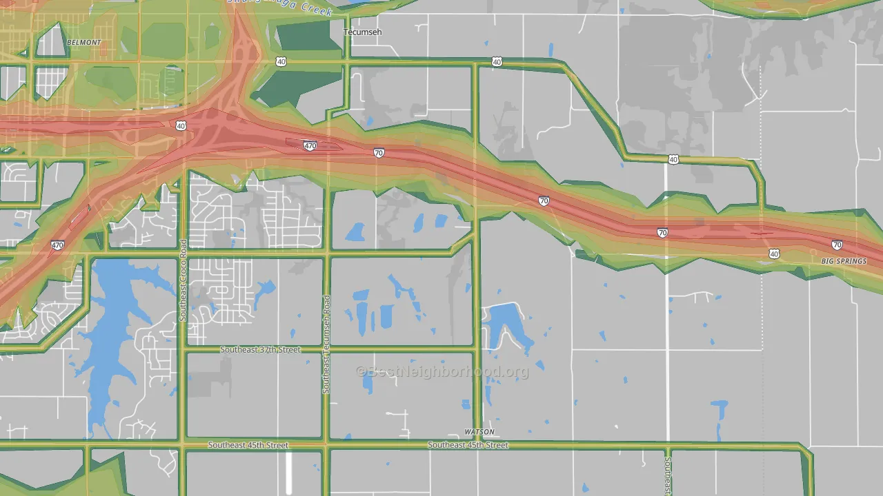 66542, KS Map of Noise Levels in 66542