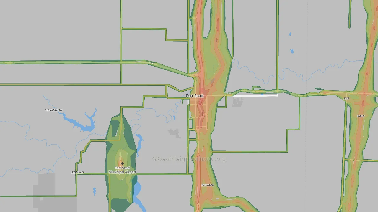 66701, KS Map of Noise Levels in 66701