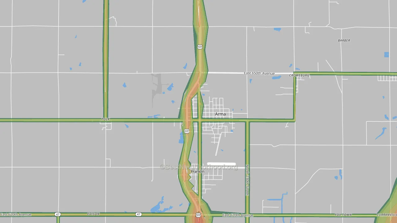 66712, KS Map of Noise Levels in 66712