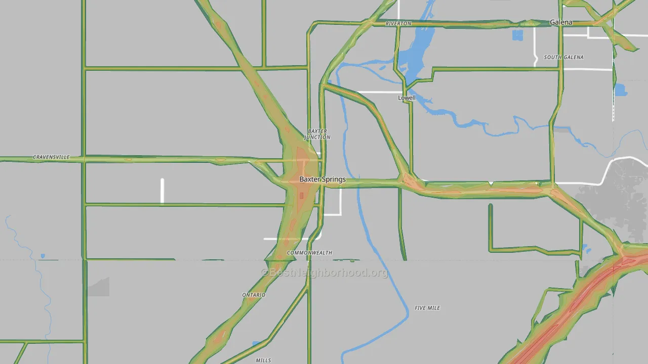 66713, KS Map of Noise Levels in 66713