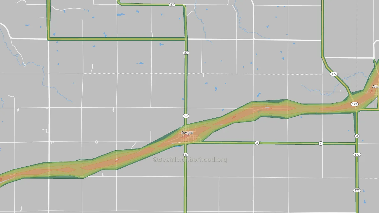 66849, KS Map of Noise Levels in 66849