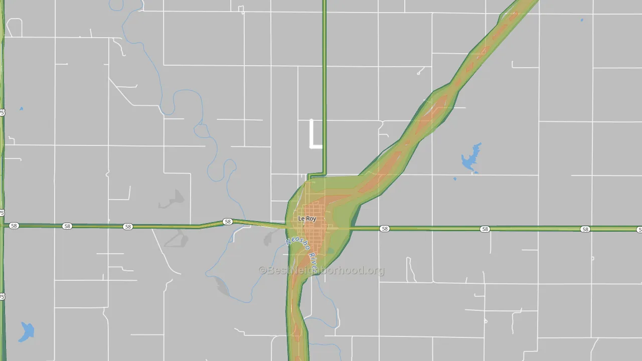 66857, KS Map of Noise Levels in 66857
