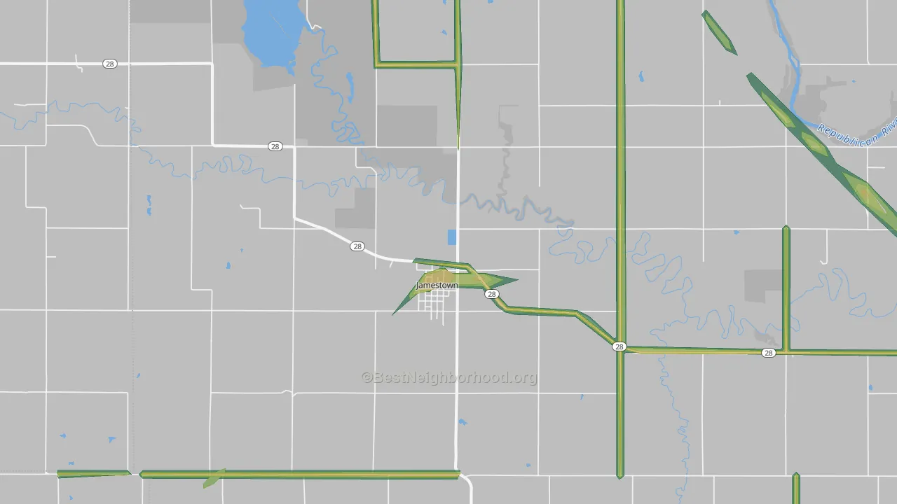 66948, KS Map of Noise Levels in 66948